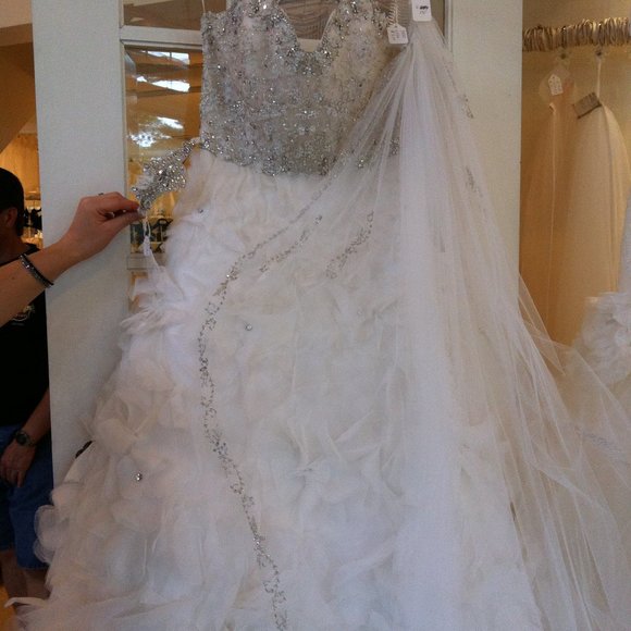 Lazaro Wedding Dress 3161 Size 8, Ivory Organza - Picture 13 of 13